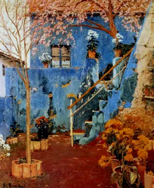Patio Azul Oil painting by Santiago Rusinol Prats