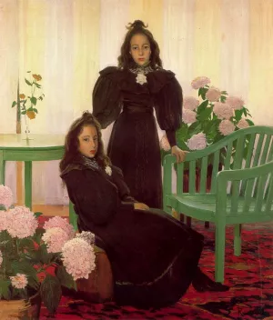 Retratro de Gemelas Oil painting by Santiago Rusinol Prats