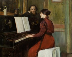 A Romance by Santiago Rusinol Oil Painting