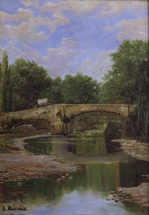 Bridge over a River by Santiago Rusinol Oil Painting