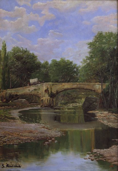 Bridge over a River  by Santiago Rusinol - Hand-Painted Oil Painting Reproduction
