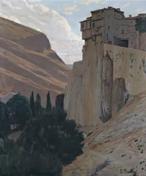 Casas Colgantes, Cuenca by Santiago Rusinol Oil Painting