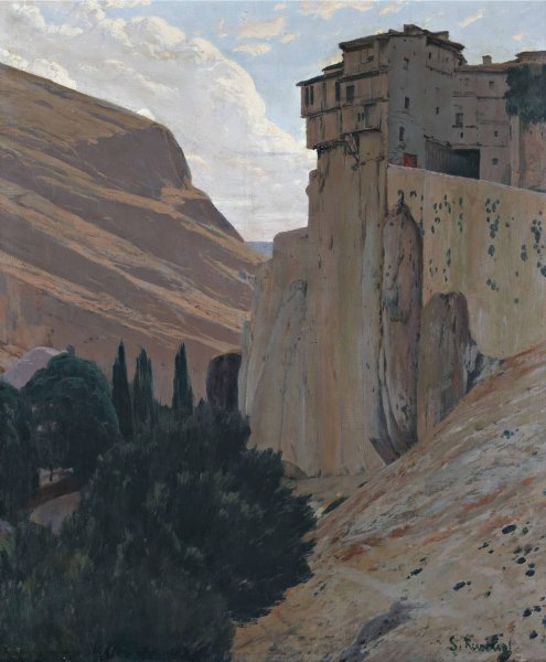 Casas Colgantes, Cuenca  by Santiago Rusinol - Hand-Painted Oil Painting Reproduction