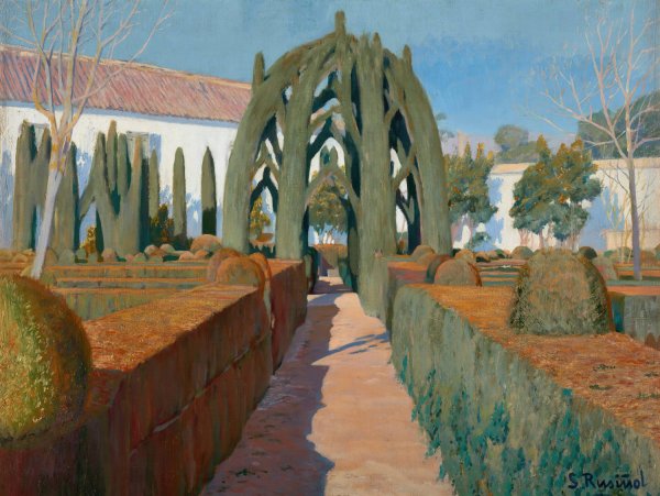 El Jardin De La Bailarina, Granada  by Santiago Rusinol - Hand-Painted Oil Painting Reproduction