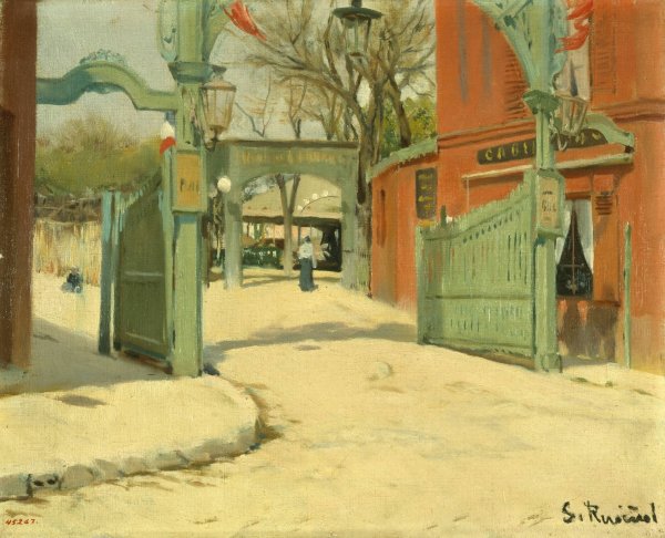Entrance to the Park of the Moulin de la Galette  by Santiago Rusinol - Hand-Painted Oil Painting Reproduction