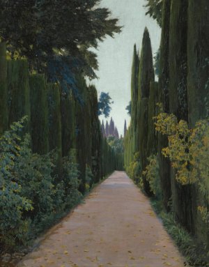 Gardens Of The Generalife, Granada by Santiago Rusinol Oil Painting