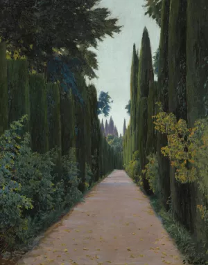 Gardens Of The Generalife, Granada by Santiago Rusinol Oil Painting
