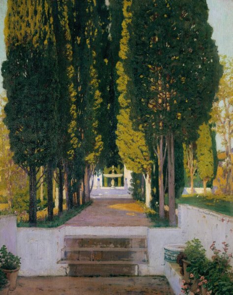 Gardens of the Generalife  by Santiago Rusinol - Hand-Painted Oil Painting Reproduction