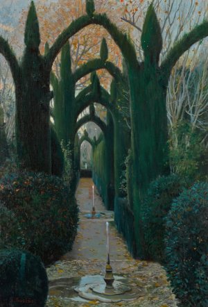 The Generalife Gardens, Granada by Santiago Rusinol Oil Painting