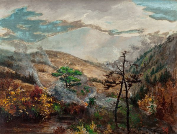 Great Smoky Mountains  by Sarah Ann Freeman Clarke - Hand-Painted Oil Painting Reproduction