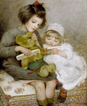 Combing Teddy by Sarah Mcgregor Oil Painting