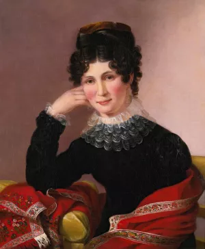Portrait Of A Young Woman With A Lace Collar And Paisley Fringed Shawl by Sarah Miriam Peale Oil Painting