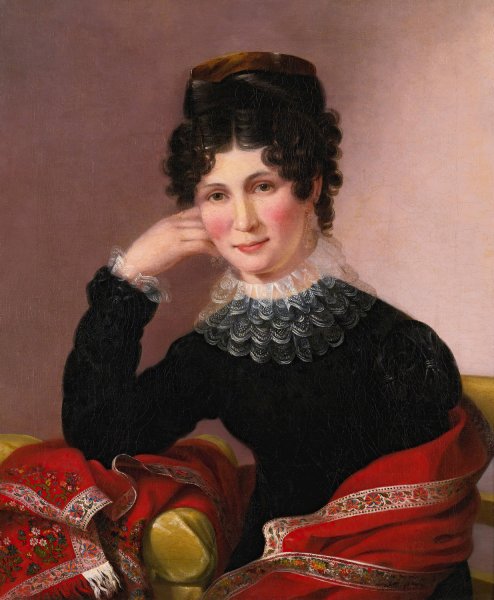 Portrait Of A Young Woman With A Lace Collar And Paisley Fringed Shawl by Sarah Miriam Peale - Hand-Painted Oil Painting Reproduction