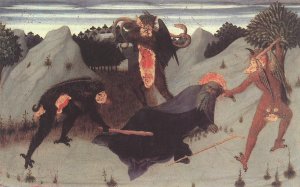 St Anthony the Hermit Tortured by the Devils by Sassetta Oil Painting