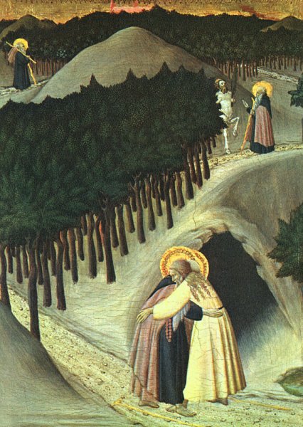 Main Product Photo of The Meeting of St. Anthony and St. Paul Painting by Sassetta