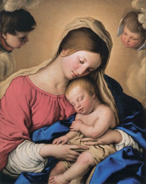 The Sleep of the Infant Jesus by Sassoferrato - Hand-Painted Oil Painting Reproduction