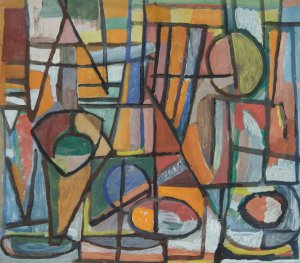 Kompozycja abstrakcyjna II - geometryczna by Sasza Blonder Oil Painting