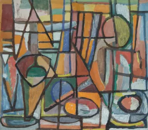 Kompozycja abstrakcyjna II - geometryczna by Sasza Blonder Oil Painting