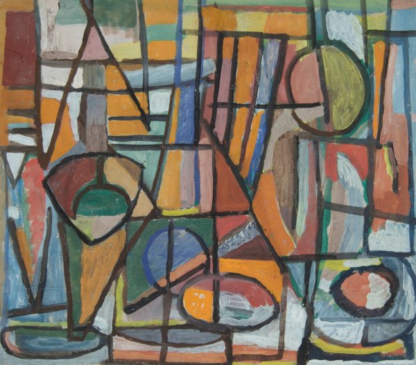 Kompozycja abstrakcyjna II - geometryczna  by Sasza Blonder - Hand-Painted Oil Painting Reproduction