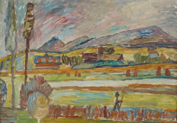 Peasant with a Rake  by Sasza Blonder - Hand-Painted Oil Painting Reproduction
