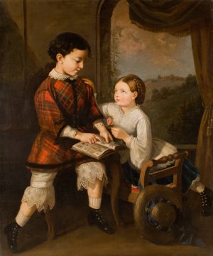 Children Learning by Saturnin Swierzynski Oil Painting