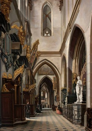 View of the aisle in the Wawel Cathedral by Saturnin Swierzynski Oil Painting