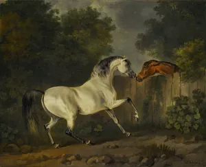 Two Horses By A Fence by Sawrey Gilpin Oil Painting