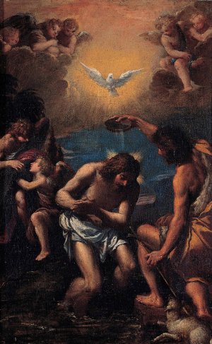 Baptism of Christ by Scarsellino Oil Painting