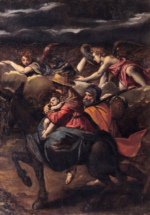 Flight into Egypt by Scarsellino Oil Painting