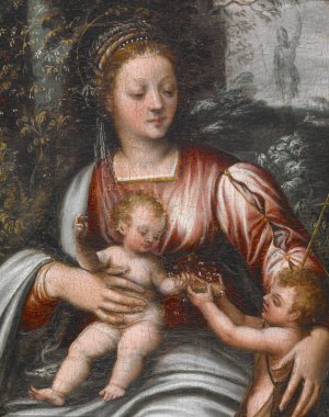 Madonna and Child with St. John the Baptist by Scarsellino Oil Painting