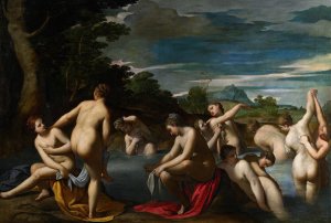 Nymphs At The Bath by Scarsellino Oil Painting