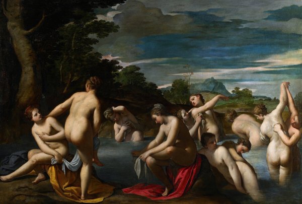 Nymphs At The Bath  by Scarsellino - Hand-Painted Oil Painting Reproduction