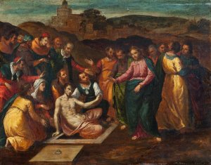 The Raising of Lazarus by Scarsellino Oil Painting