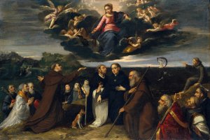 The Virgin Adored by Saints by Scarsellino Oil Painting