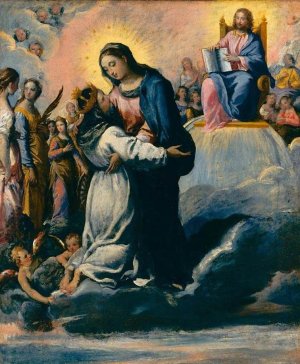 The Virgin Receiving St Stephen of Hungary in Paradise Oil painting by Scarsellino