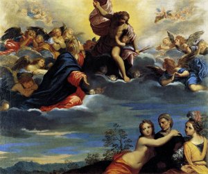 Virgin and Angels Imploring Christ not to Punish Lust, Avarice, and Pride