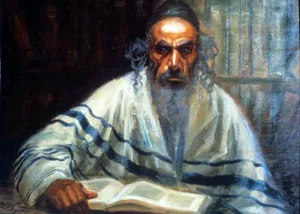 Portrait of a Man Studying Torah by Boris Schatz - Oil Painting Reproduction