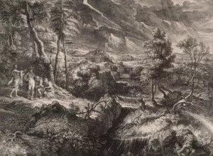 Landscape with Philemon and Baucis Oil painting by Schelte Adamsz Bolswert