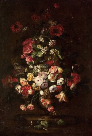 Elaborate Floral Bouquet in Footed Vase by School Of Bartolomeo Bimbi Oil Painting