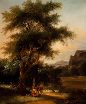 Shepherds at the Shrine of Artemis by School Of Claude Lorrain Oil Painting
