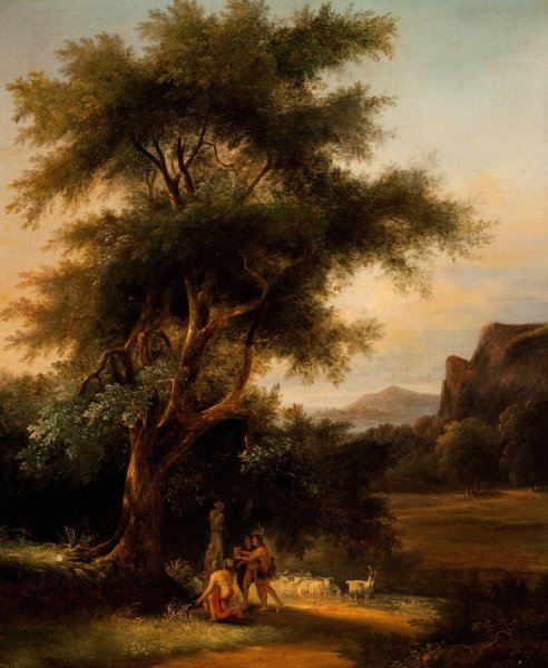 Shepherds at the Shrine of Artemis by School Of Claude Lorrain - Hand-Painted Oil Painting Reproduction