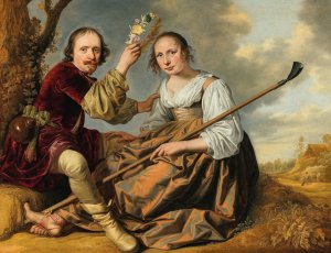 Mirtillo and Amaryllis by School Of Dordrecht Oil Painting