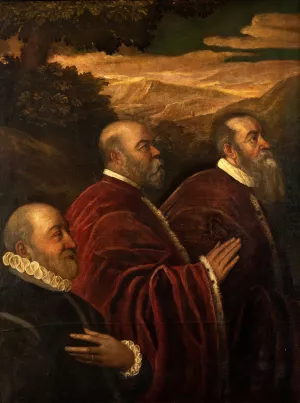 Three Venetian Counsellors by School Of Jacopo Tintoretto Oil Painting