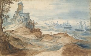 Castle on the Seashore by School Of Jan Brueghel The Elder Oil Painting