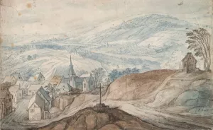 Landscape with Village near Crossroads and Distant View by School Of Jan Brueghel The Elder Oil Painting