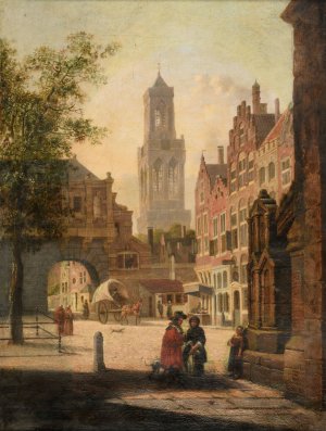 Place Animee by School Of Jan Van Der Heyden Oil Painting