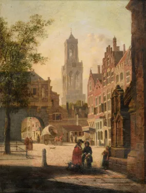 Place Animee by School Of Jan Van Der Heyden Oil Painting