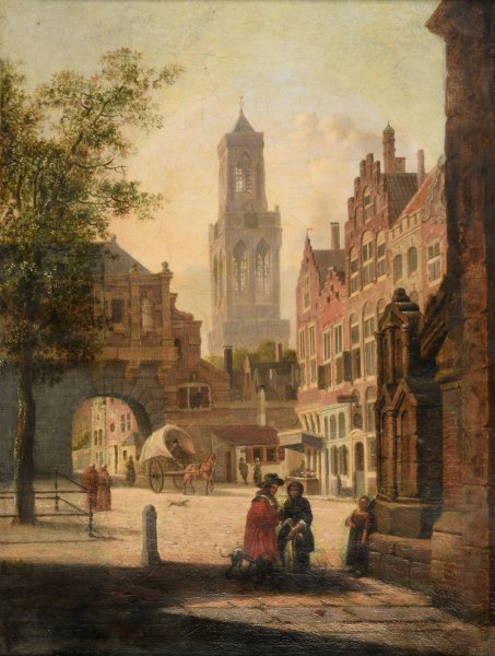 Place Animee by School Of Jan Van Der Heyden - Hand-Painted Oil Painting Reproduction