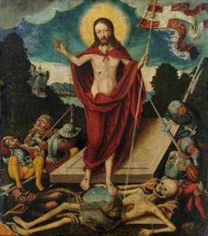 Resurrection of Christ and the Triumph Over Death and Devil by School Of Lucas Cranach The Elder Oil Painting