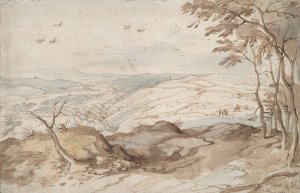 Mountainous Landscape with View over a Valley by School Of Pieter Brueghel The Elder Oil Painting